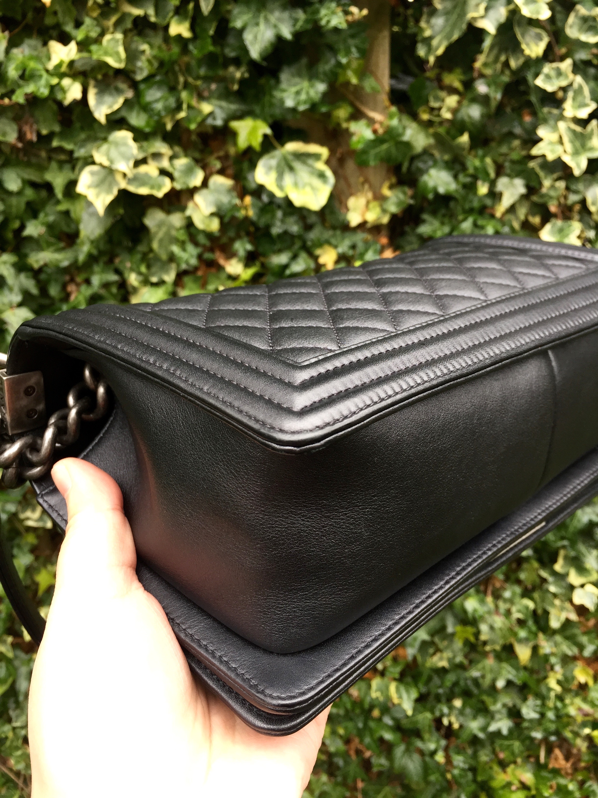 CHANEL Old Medium Boy Black Calfskin Ruthenium Hardware 2014 - BoutiQi Bags