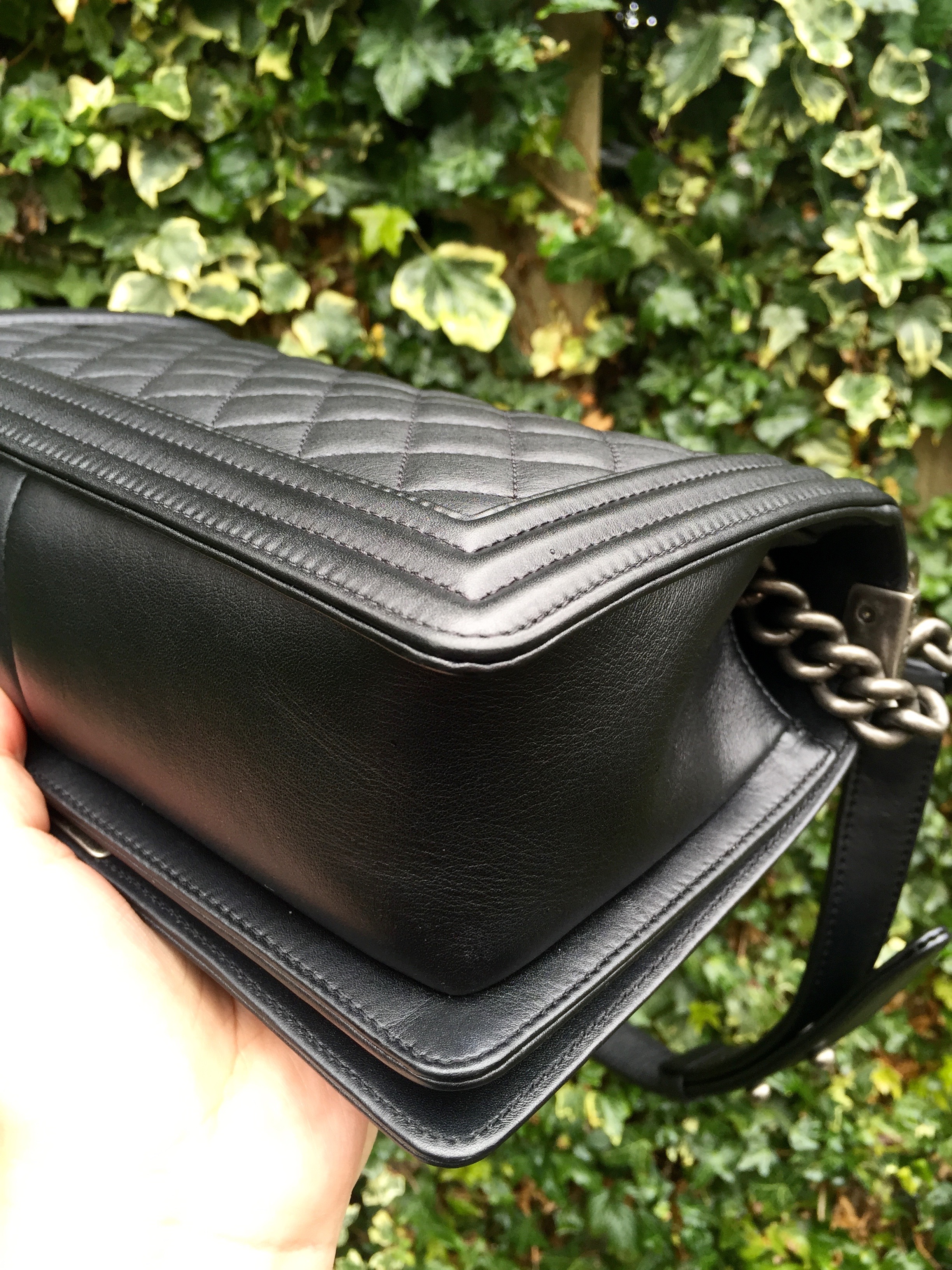 Chanel Boy Flap Bag Chevron Lambskin With Holographic Pvc Small