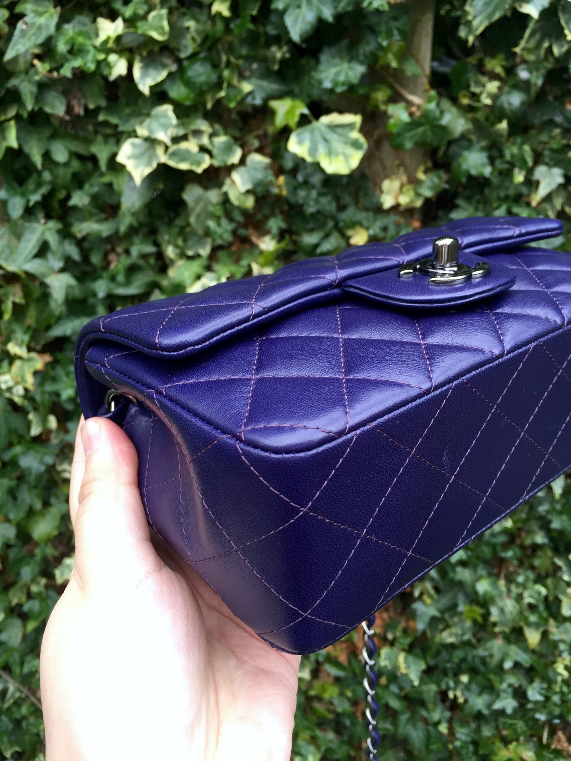 CHANEL Rectangular Mini Dark Purple Gum Metal Hardware 2016 - Image 9