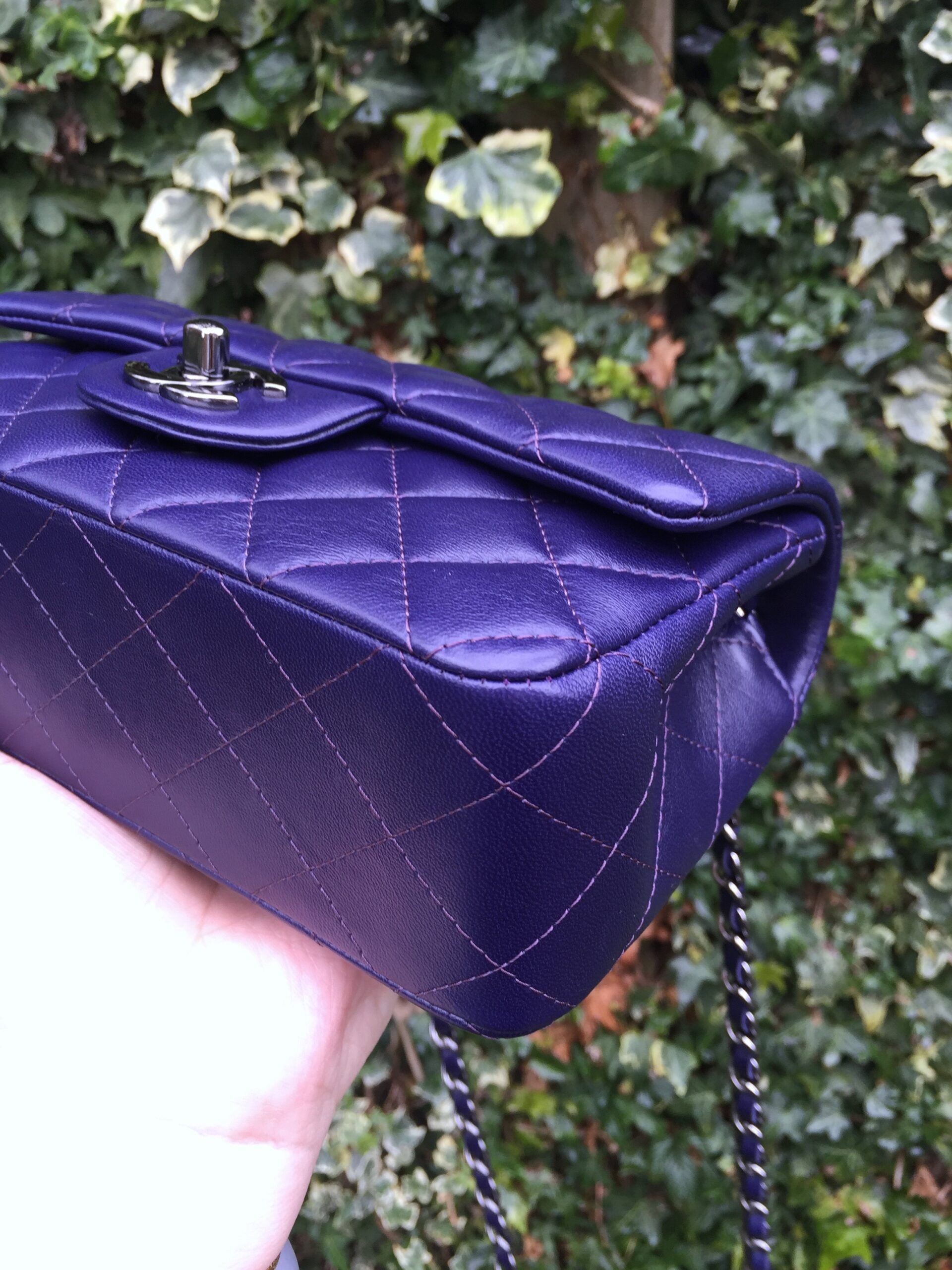 CHANEL Rectangular Mini Dark Purple Gum Metal Hardware 2016 - Image 10