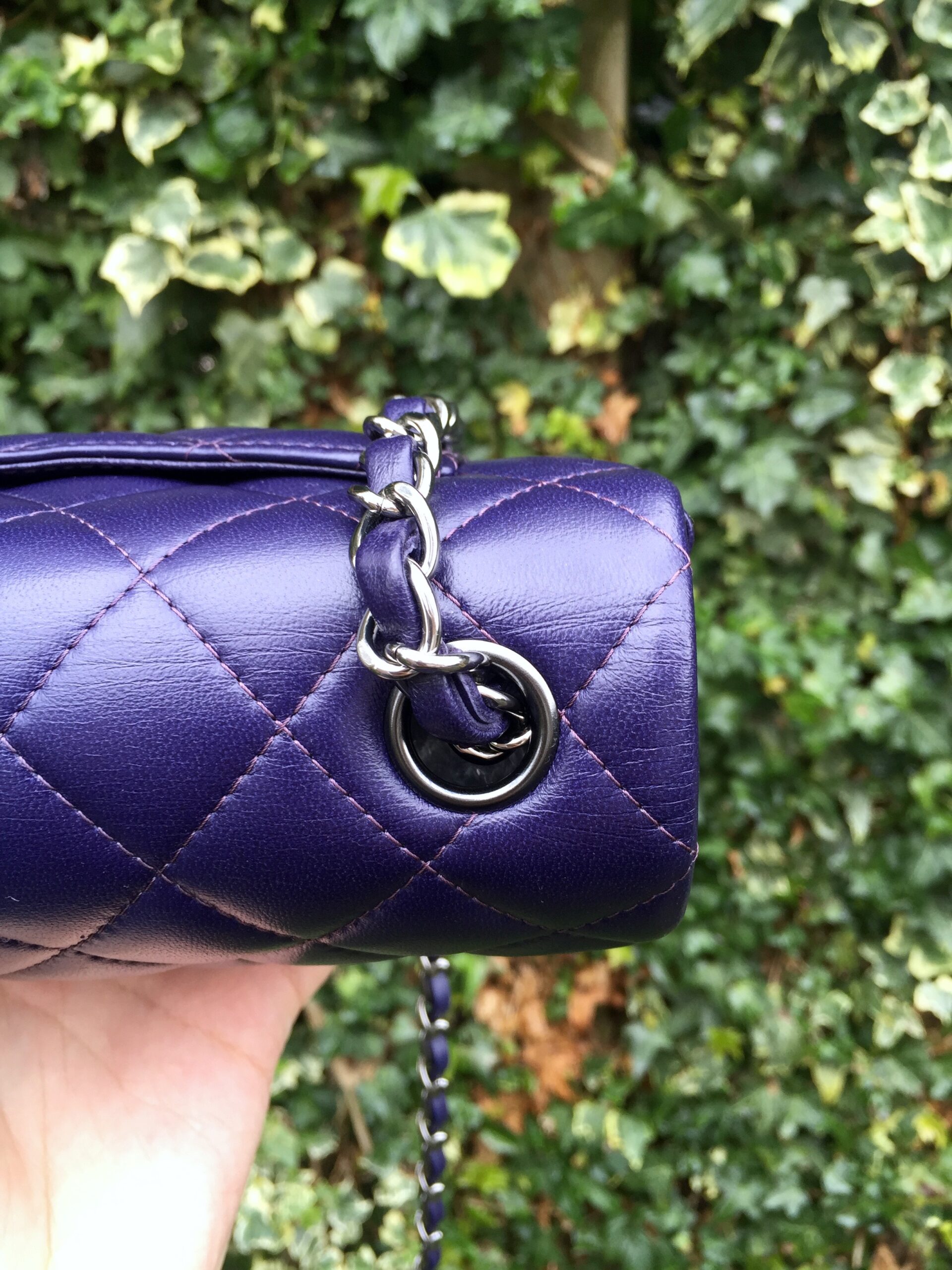 CHANEL Rectangular Mini Dark Purple Gum Metal Hardware 2016 - Image 14