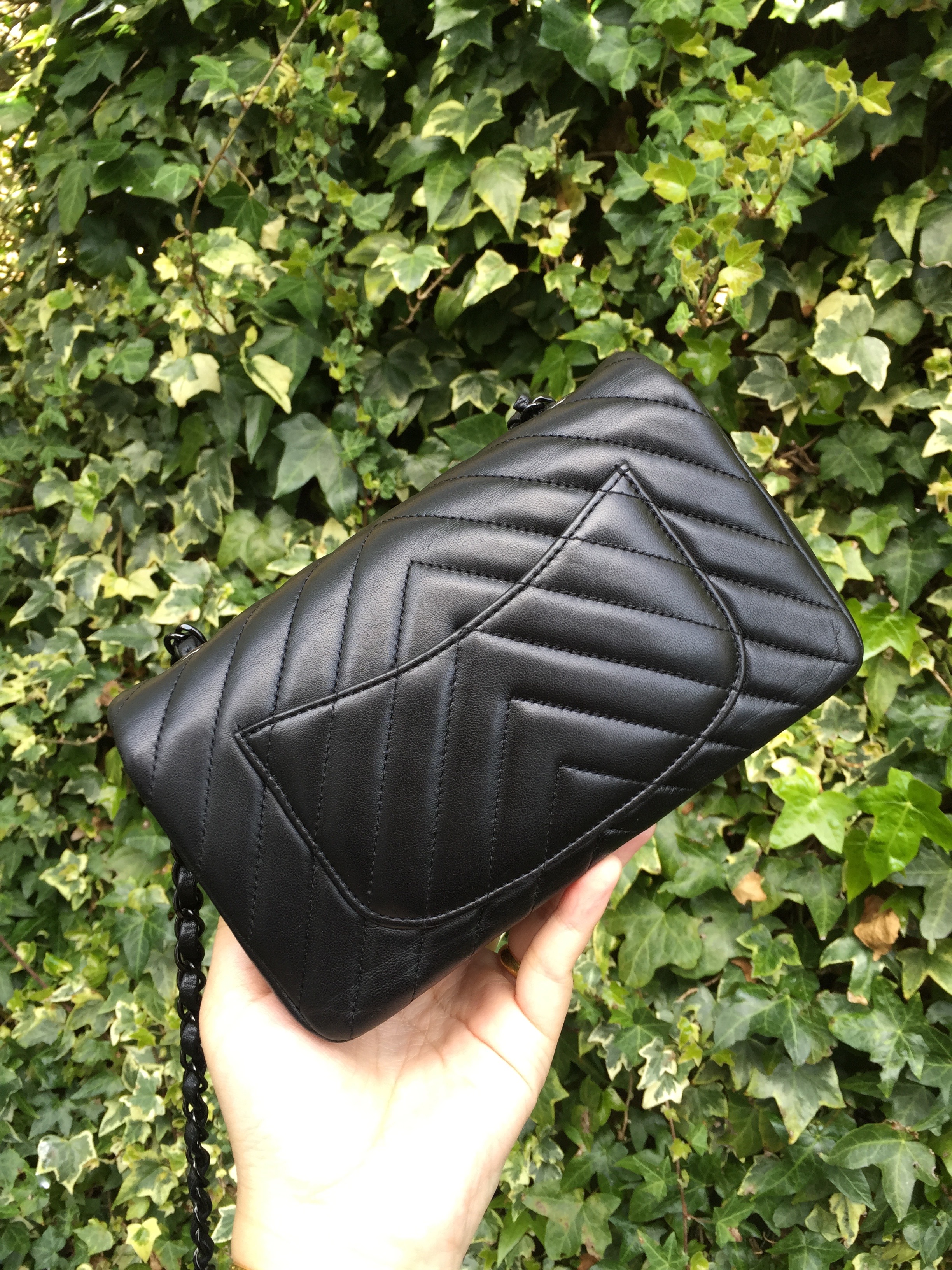 Chanel 'So Black' WoC Wallet On Chain Reissue In Chevron Quilted
