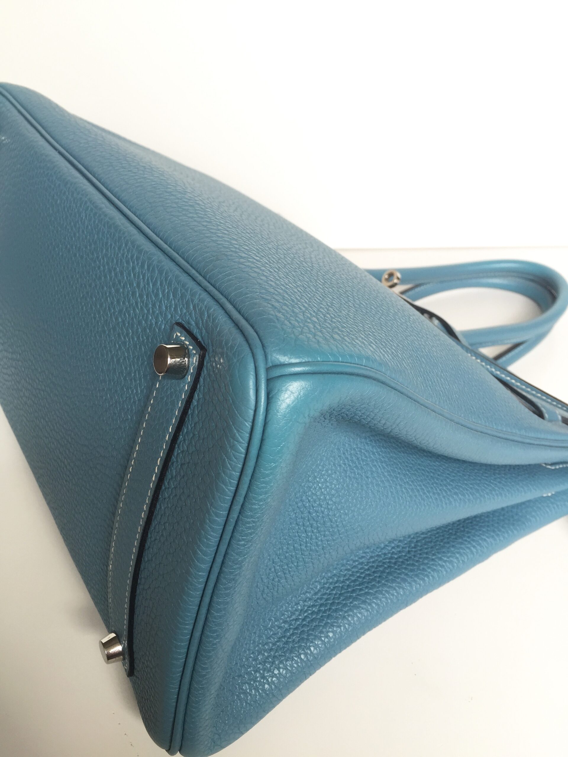 Hermès Birkin 35cm Blue Jean Togo Leather with Palladium Hardware Stamp M 2009 - Image 9