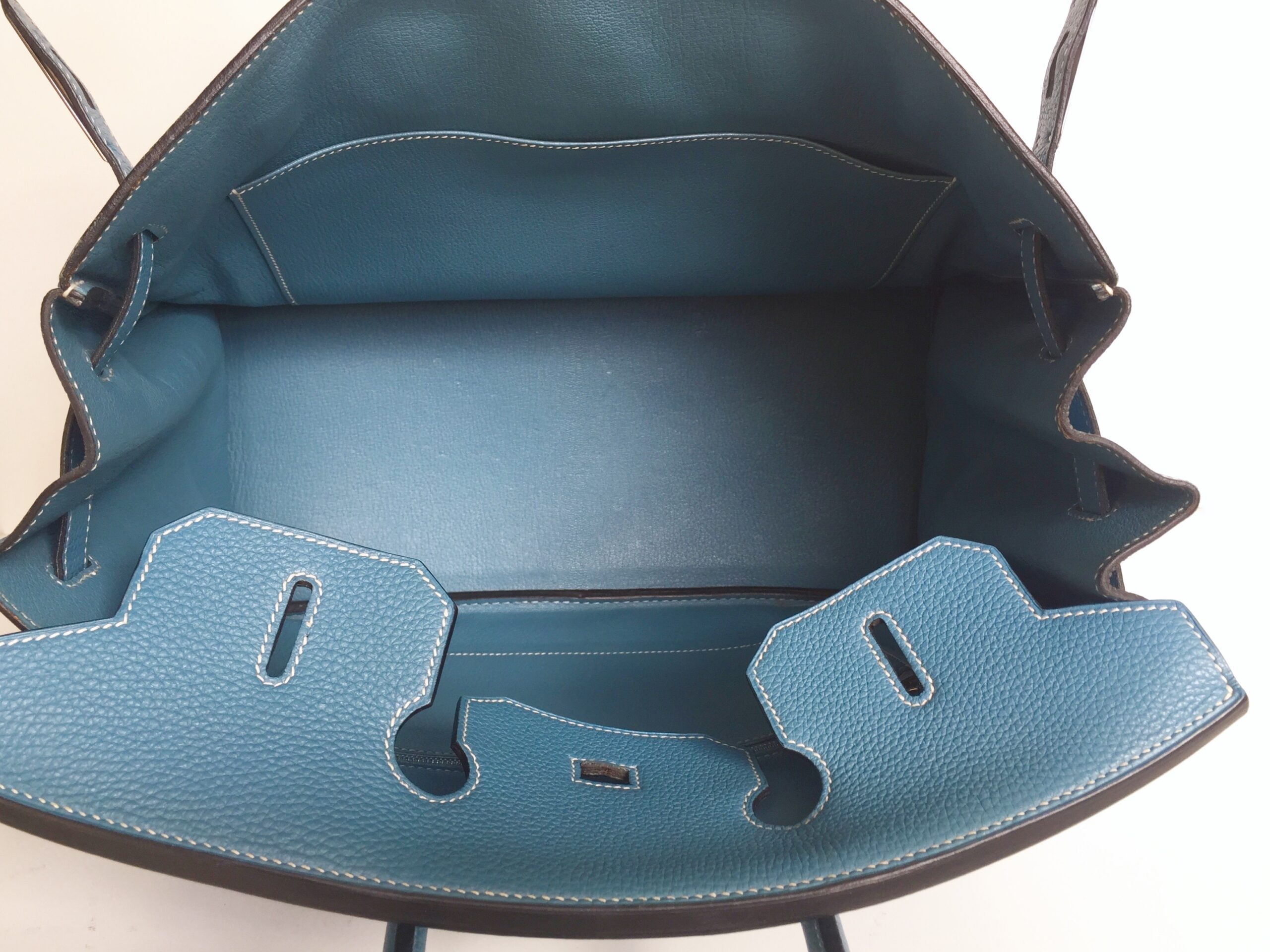 Hermès Birkin 35cm Blue Jean Togo Leather with Palladium Hardware Stamp M 2009 - Image 25