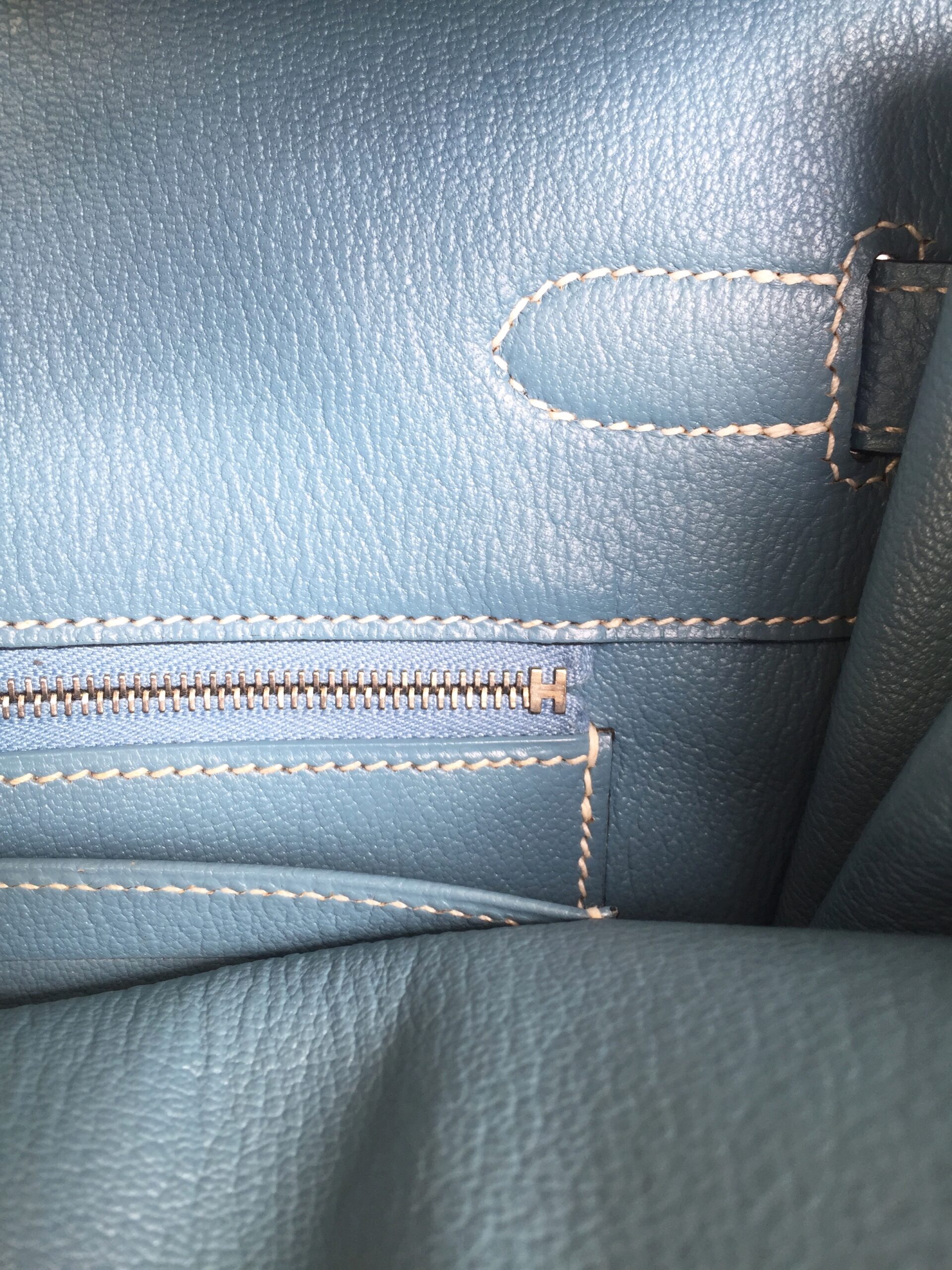 Hermès Birkin 35cm Blue Jean Togo Leather with Palladium Hardware Stamp M 2009 - Image 24