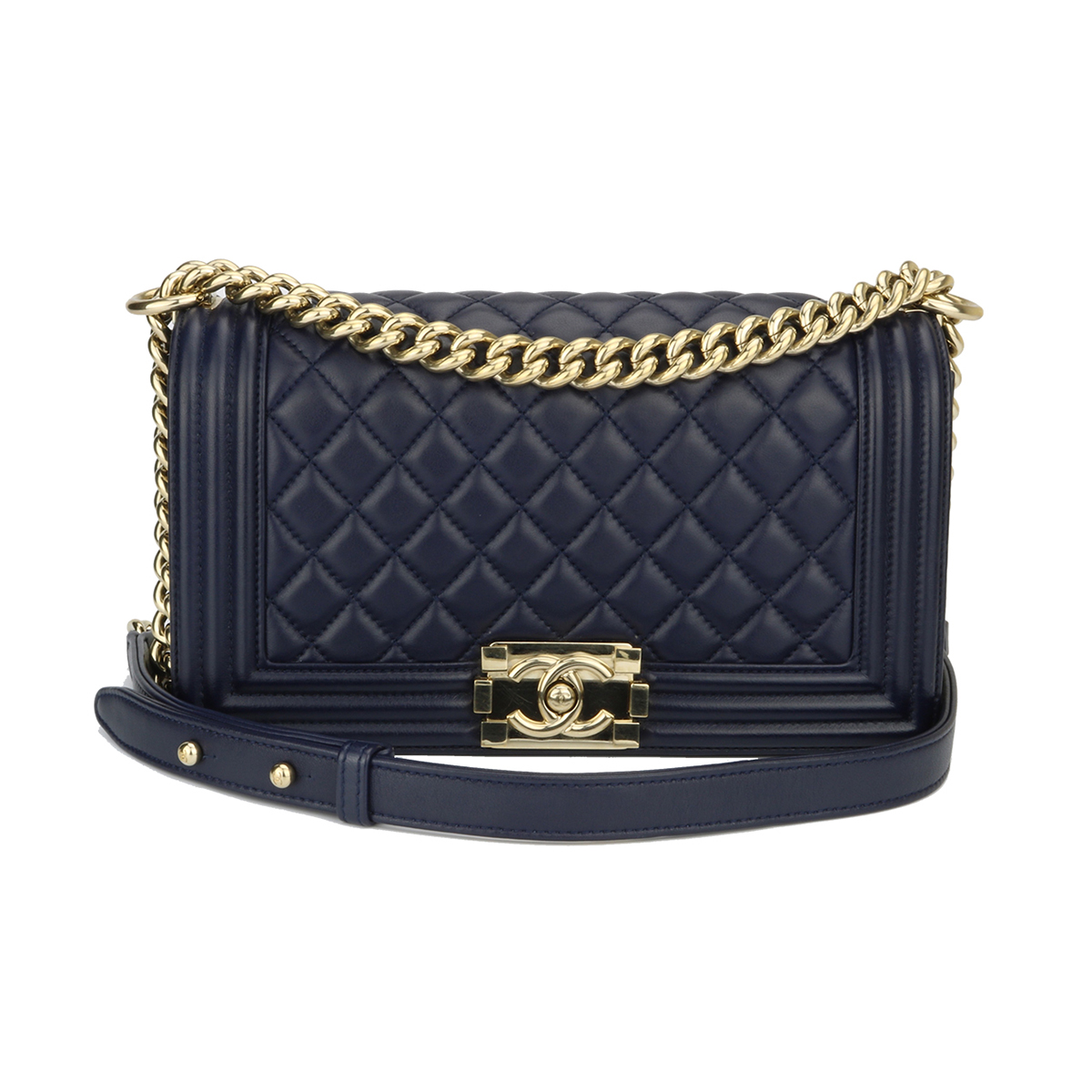 Chanel Boy Bag Navy Gold Hardware – Glam York