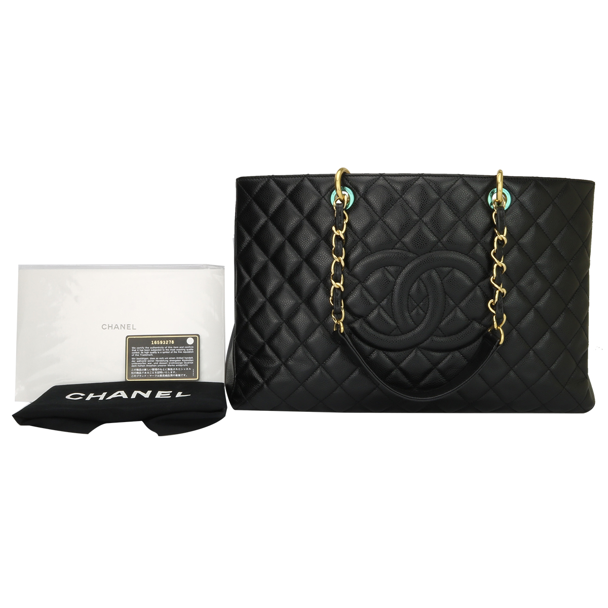 chanel shopping bag caviar black