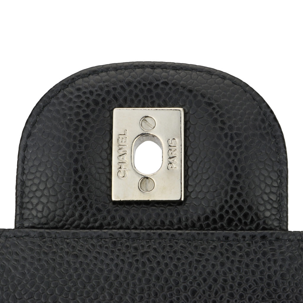 chanel black caviar jumbo double flap silver hardware