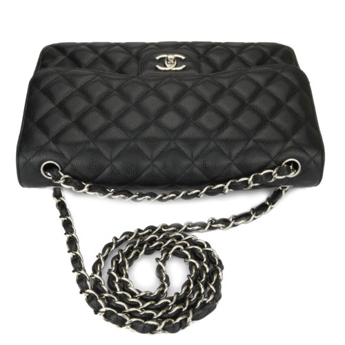 chanel jumbo black caviar silver hardware