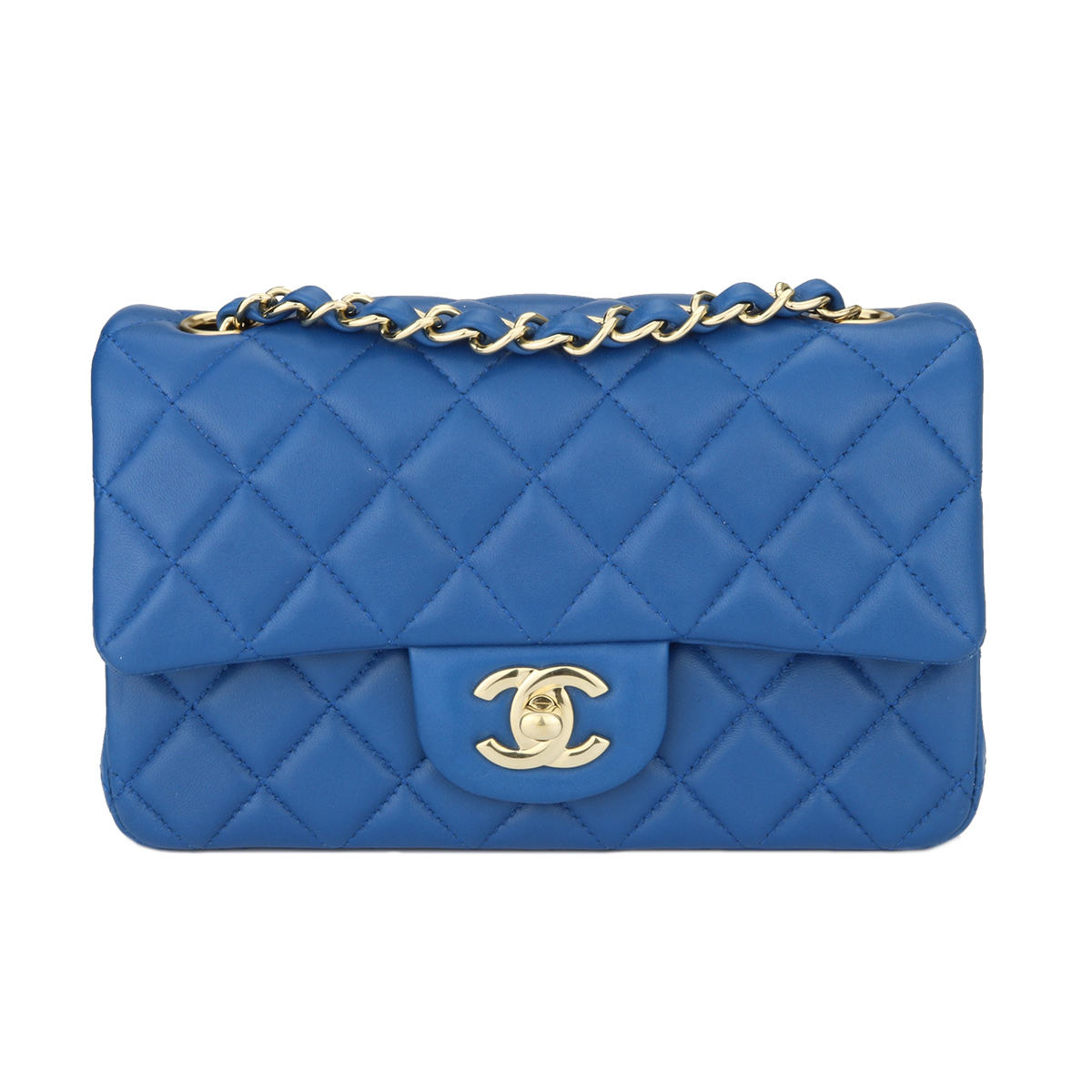 Chanel 22S Heart clutch bag blue lambskin