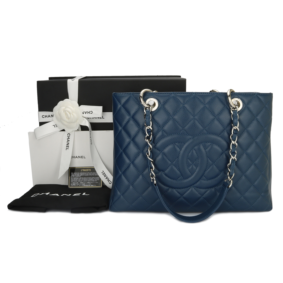 CHANEL Grand Shopping Tote (GST) Blue Caviar Silver Hardware 2013 - BoutiQi  Bags