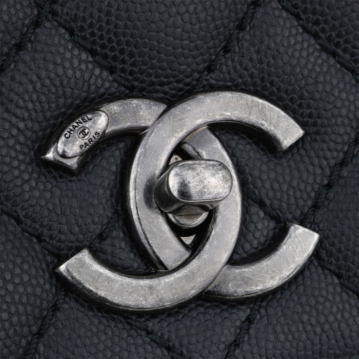 CHANEL Coco Handle Medium Black Caviar Ruthenium Hardware 2016