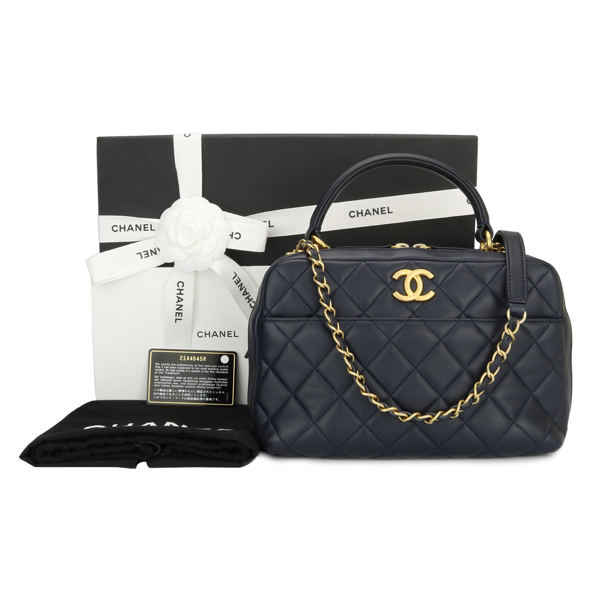 CHANEL Trendy CC Bowling Small Navy Lambskin Gold Hardware 2016