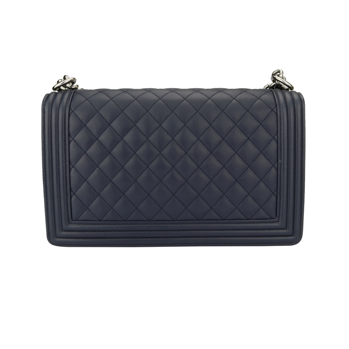 Chanel GHW Dark Navy Blue Quilted Lambskin Small Double Flap Bag 6C26a 
