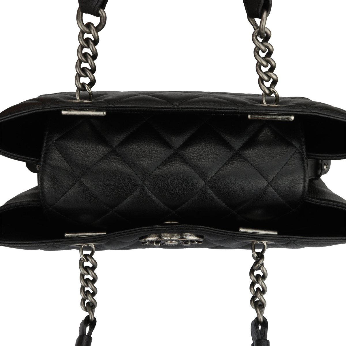 CHANEL Quilted City Rock Shopping Tote Black Goatskin Ruthenium