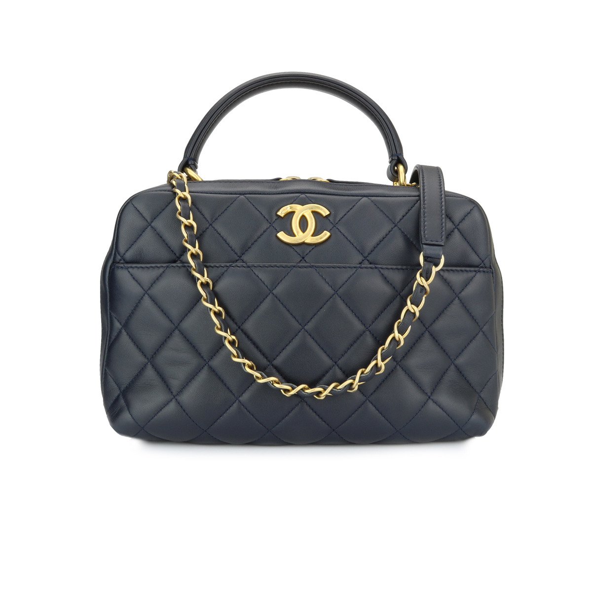 CHANEL Trendy CC Bowling Small Navy Lambskin Gold Hardware 2016 - BoutiQi  Bags