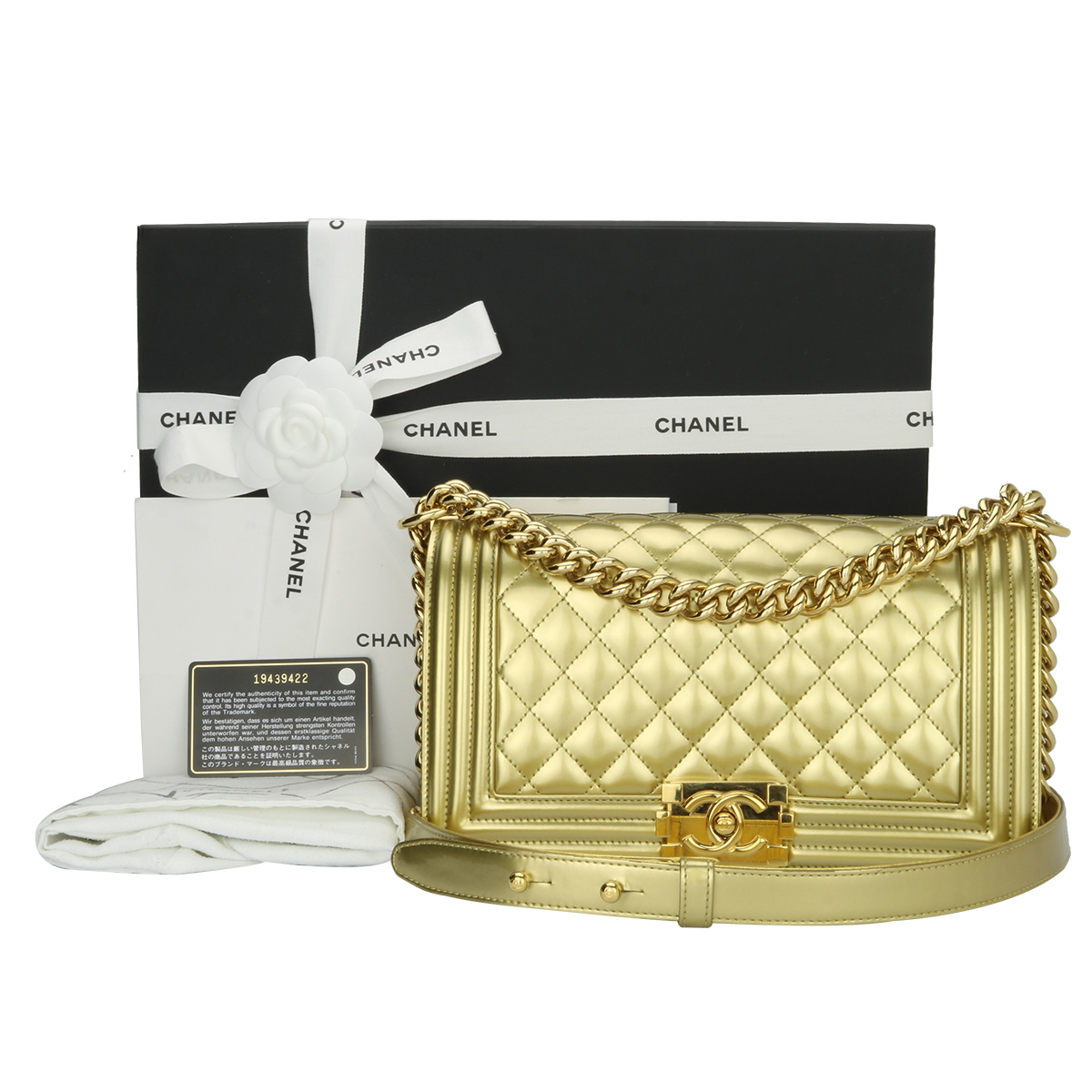 Chanel's N°5 Evening Bag Makes A Shiny Debut In Gold - BAGAHOLICBOY