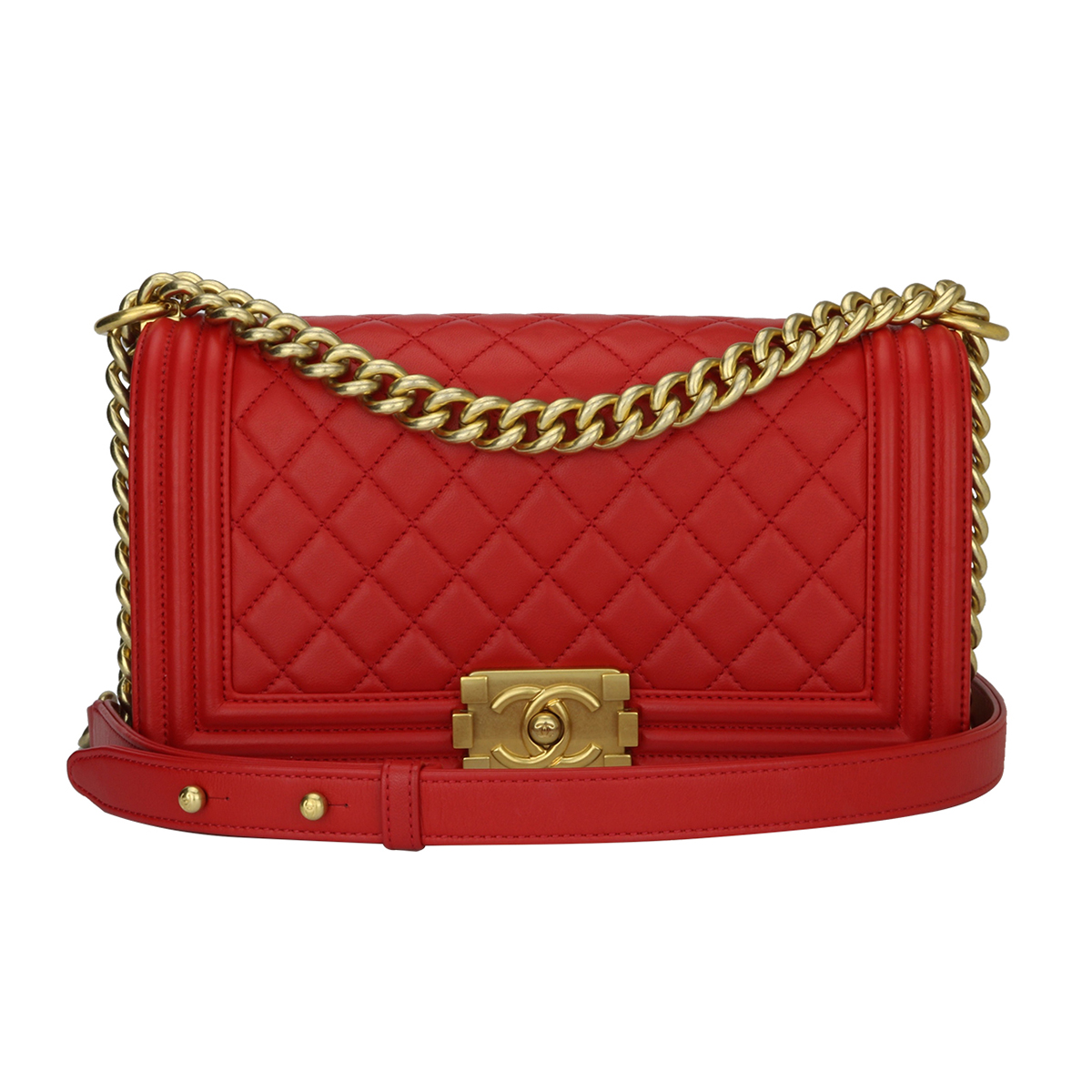 red lambskin chanel bag authentic