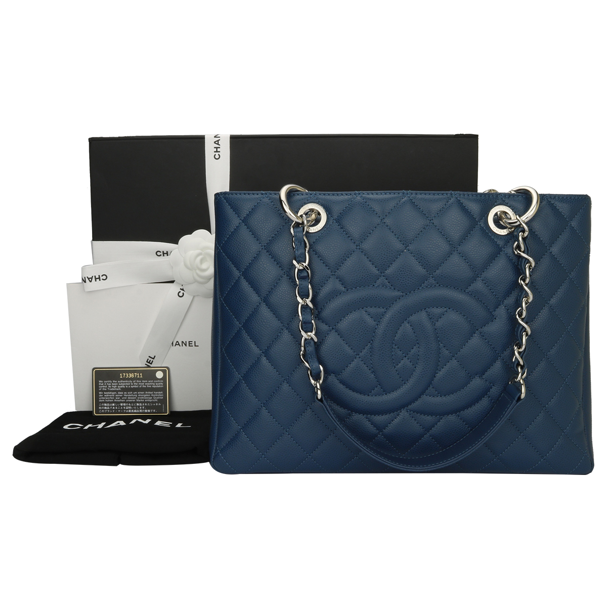 Chanel GST Grand Shopping Tote Blue Caviar Silver Hardware – Coco