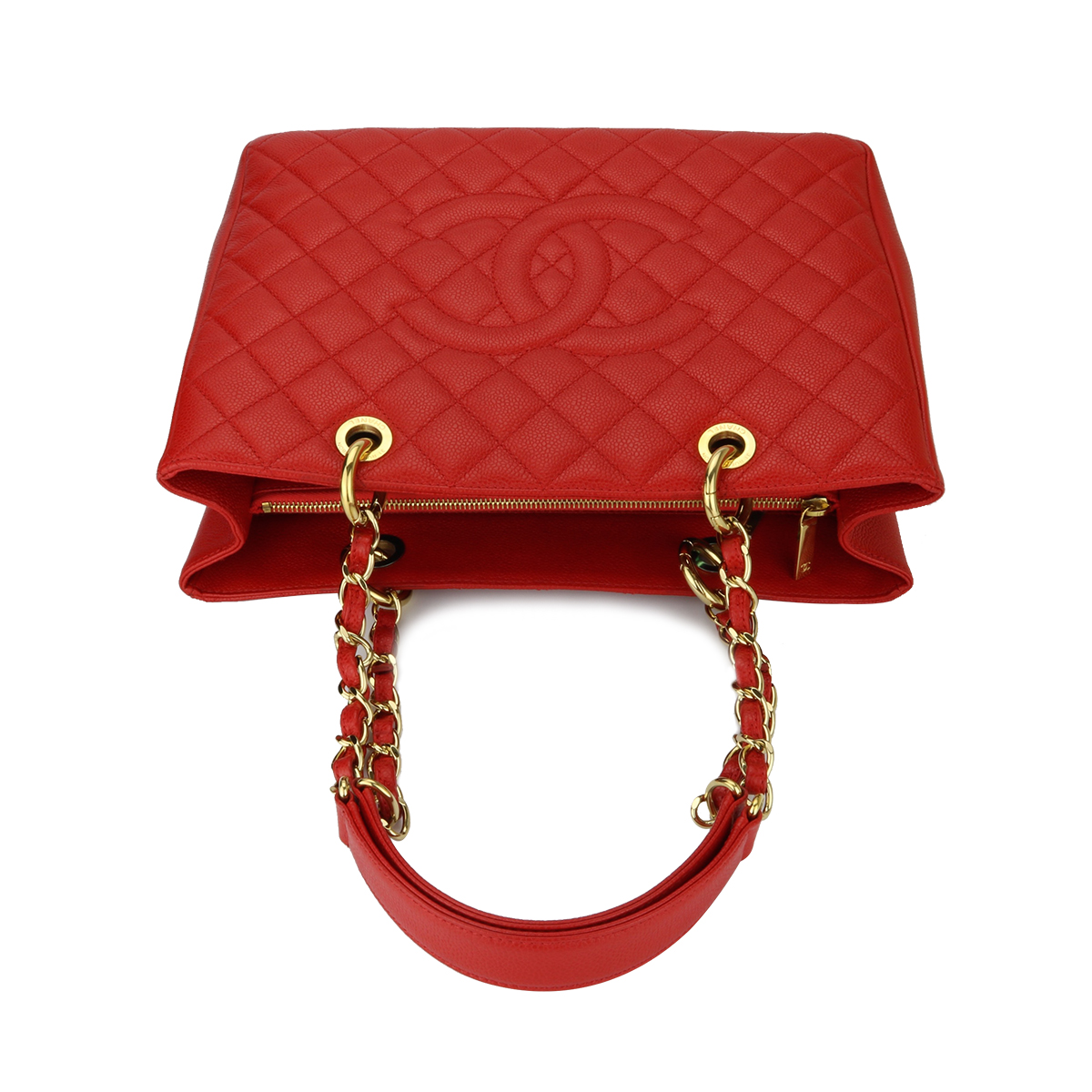 CHANEL Grand Shopping Tote (GST) Red Caviar Gold Hardware 2014