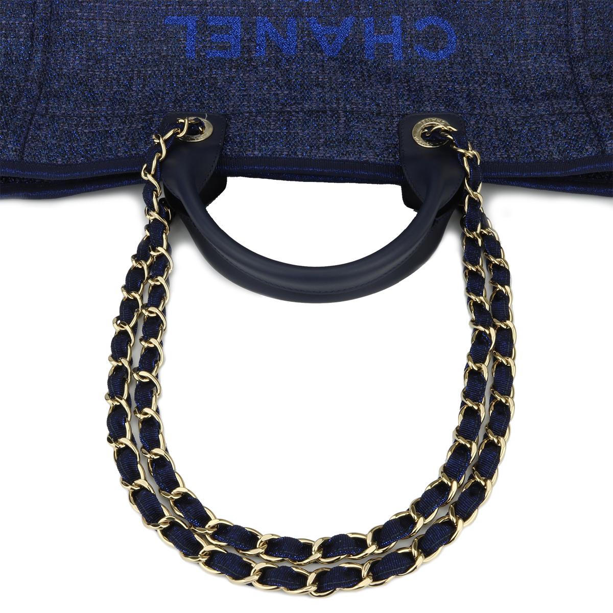 chanel deauville tote navy blue