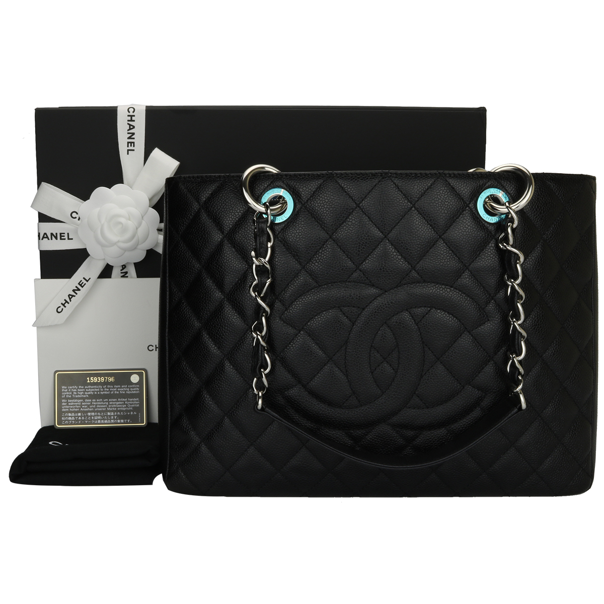 CHANEL Grand Shopping Tote (GST) Black Caviar Silver Hardware 2011 -  BoutiQi Bags