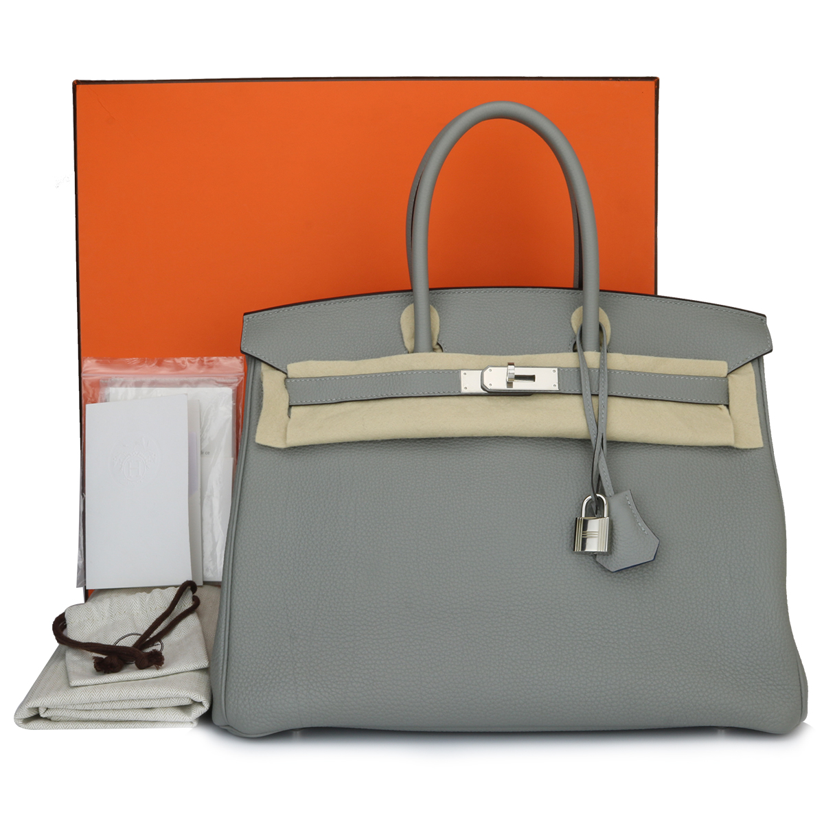 Hermes Gris Mouette New Grey 30cm Togo Birkin Bag Palladium So