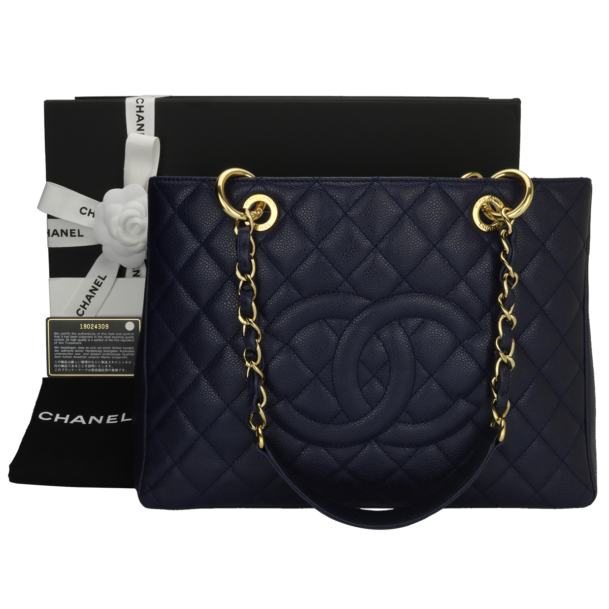 CHANEL Grand Shopping Tote (GST) Navy Caviar Gold Hardware 2014 - BoutiQi  Bags