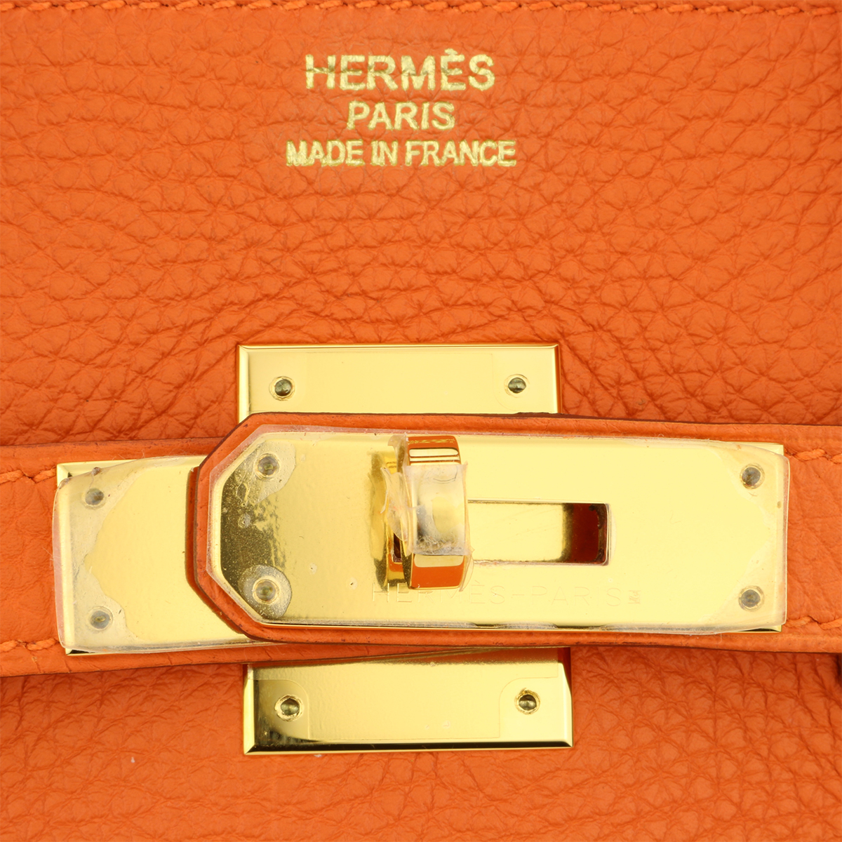 HERMES PARIS Birkin 35 Orange Togo Stamp R Year 2014 Squared Bag