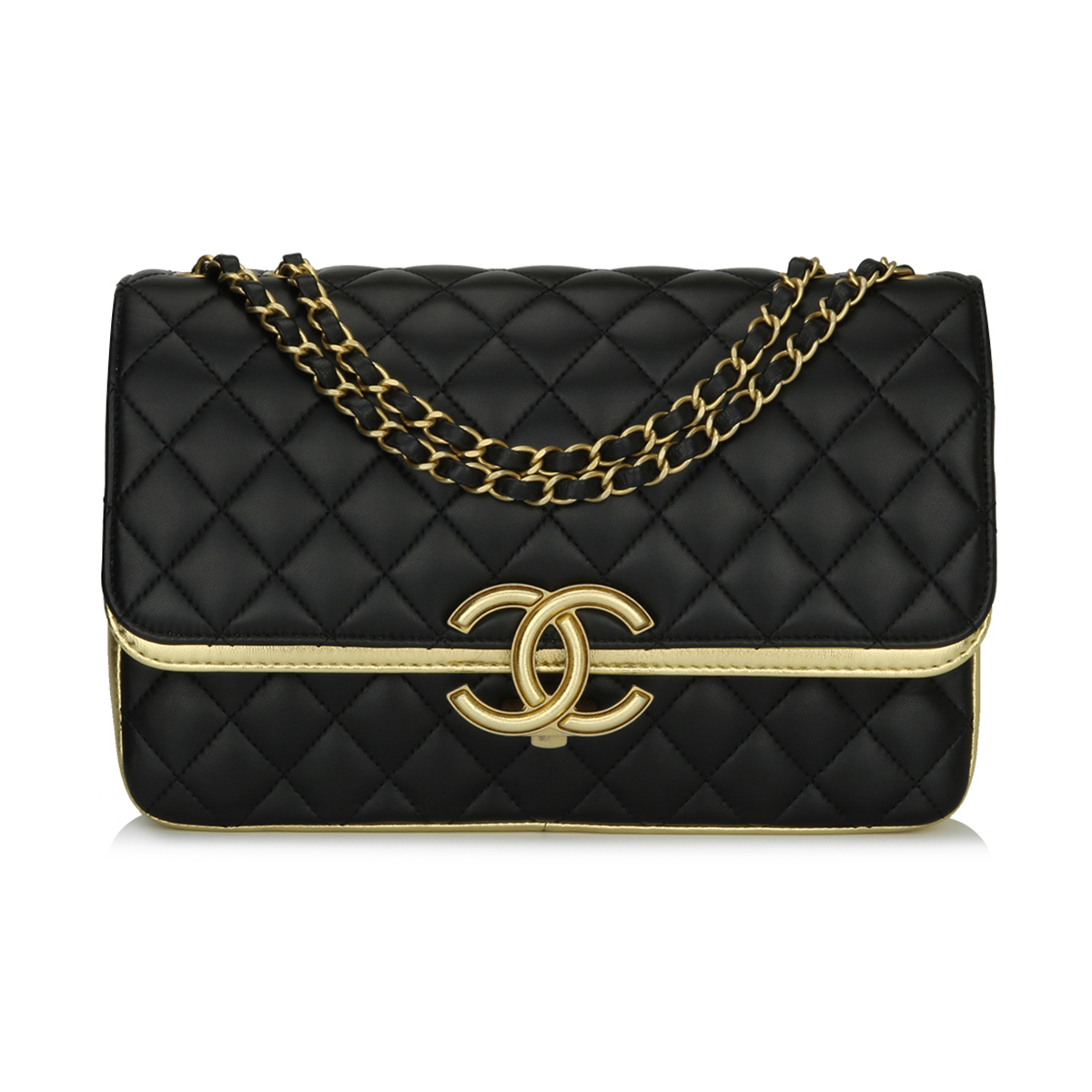 Chanel Metallic Lambskin CC Kheops Pyramid Bag Gold Black