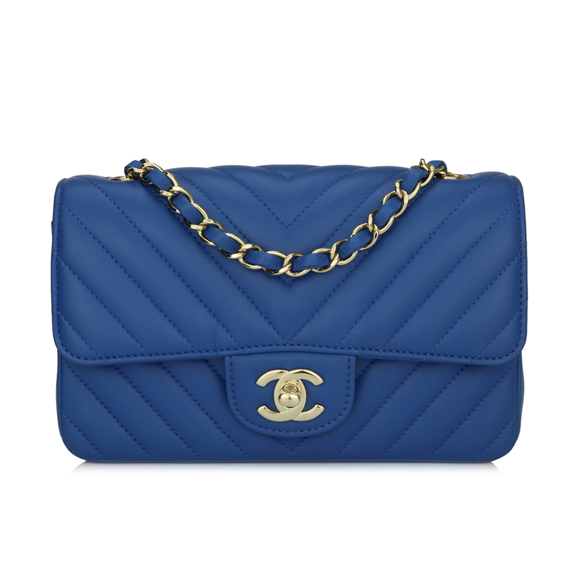 CHANEL, Bags, Sold Chanel Mini Chevron Flap Bag In Blue