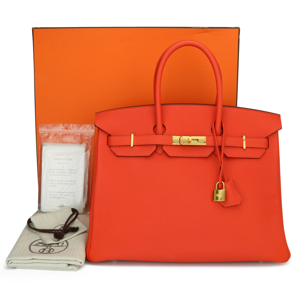 Hermes Birkin Bag 35cm Capucine Red-Orange Togo Gold Hardware