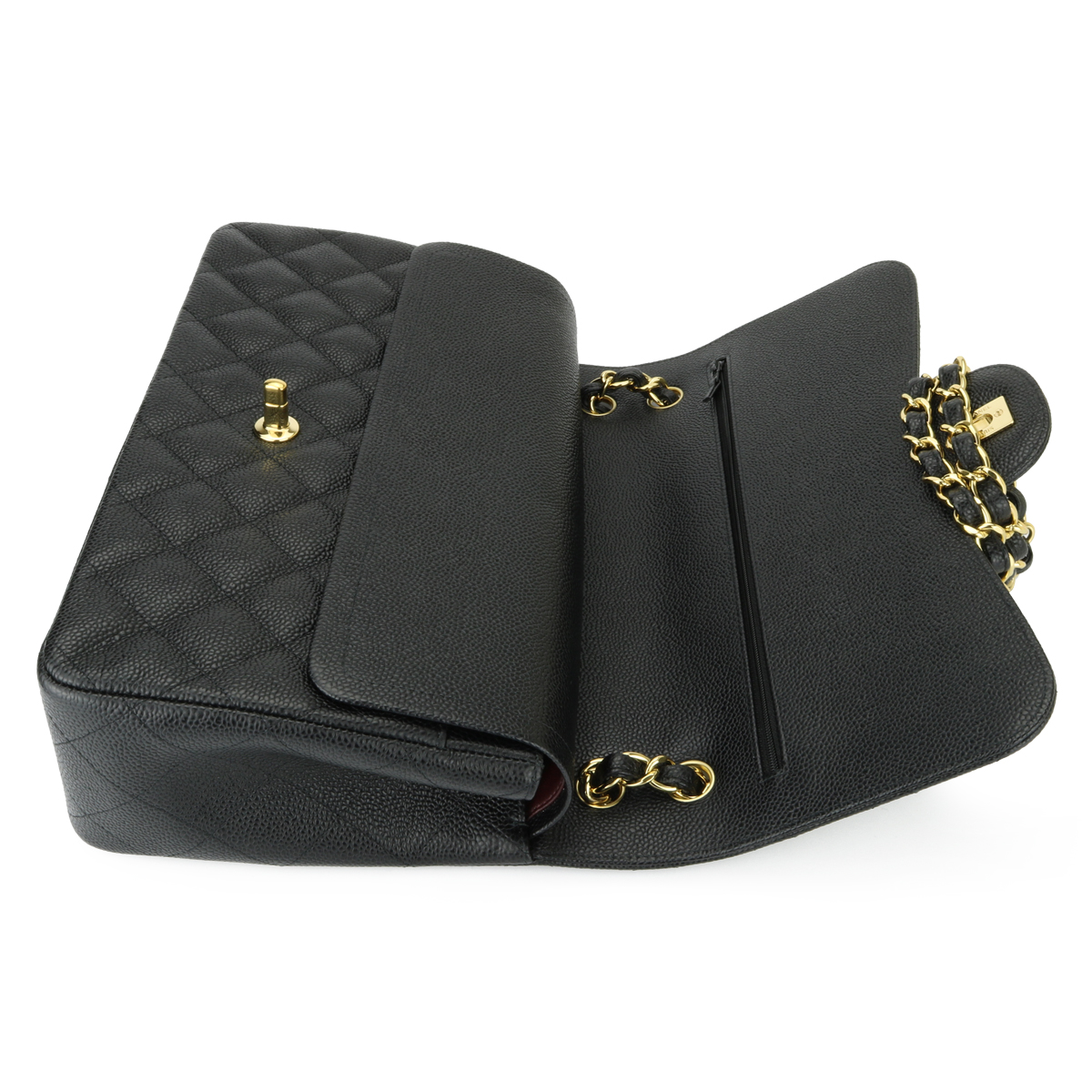 CHANEL Double Flap Jumbo Black Caviar Gold Hardware 2016 - BoutiQi Bags