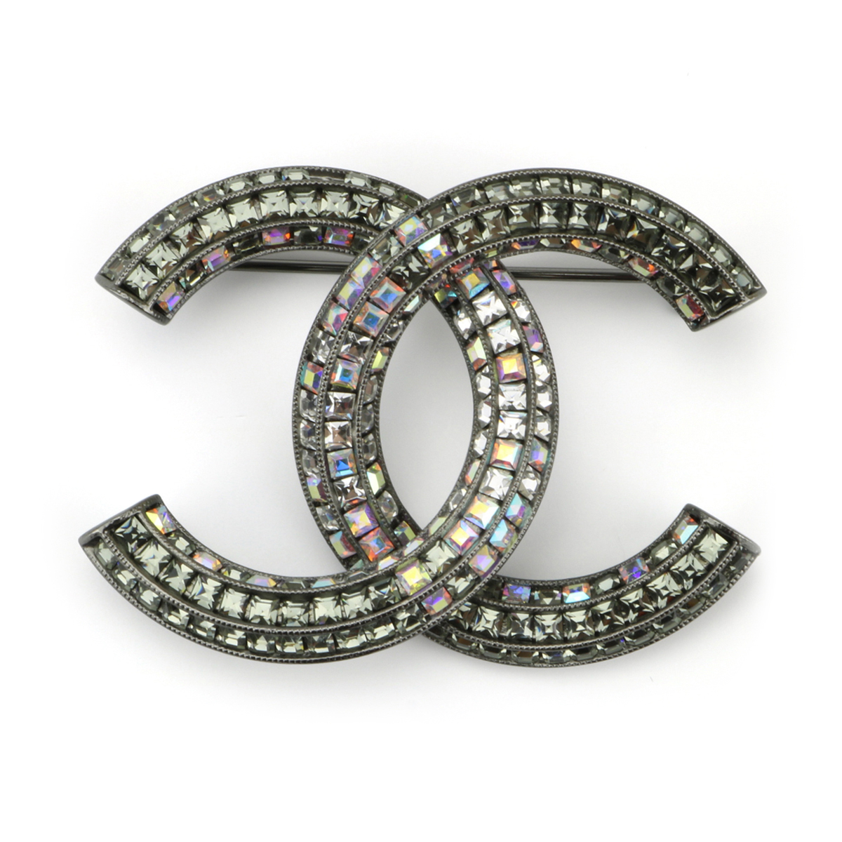 Chanel Silver Metal And Crystal CC Brooch Available For Immediate Sale At  Sotheby's