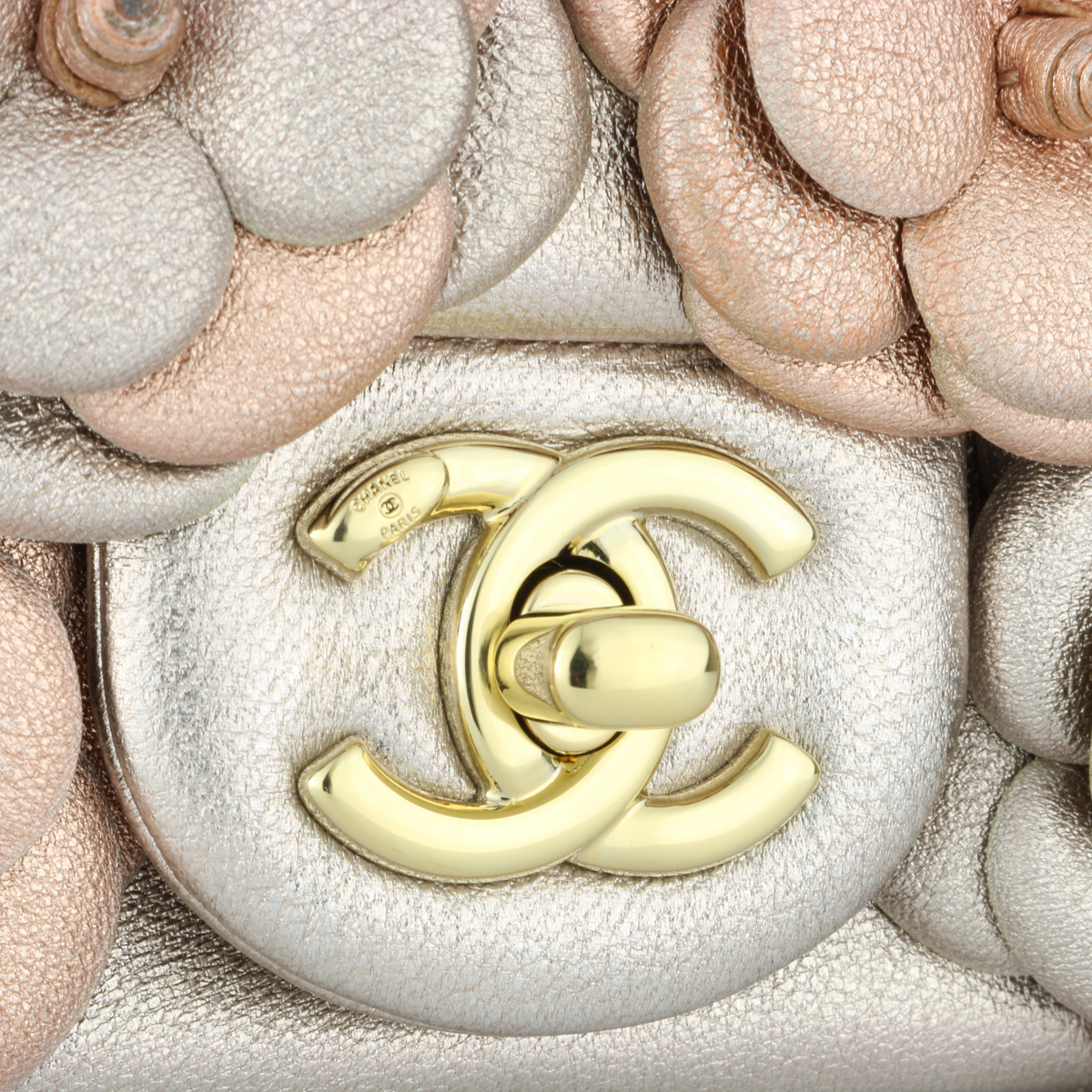 CHANEL Camellia Mini Metallic Rose Gold/Pink Lambskin Gold Hardware 2015 -  BoutiQi Bags