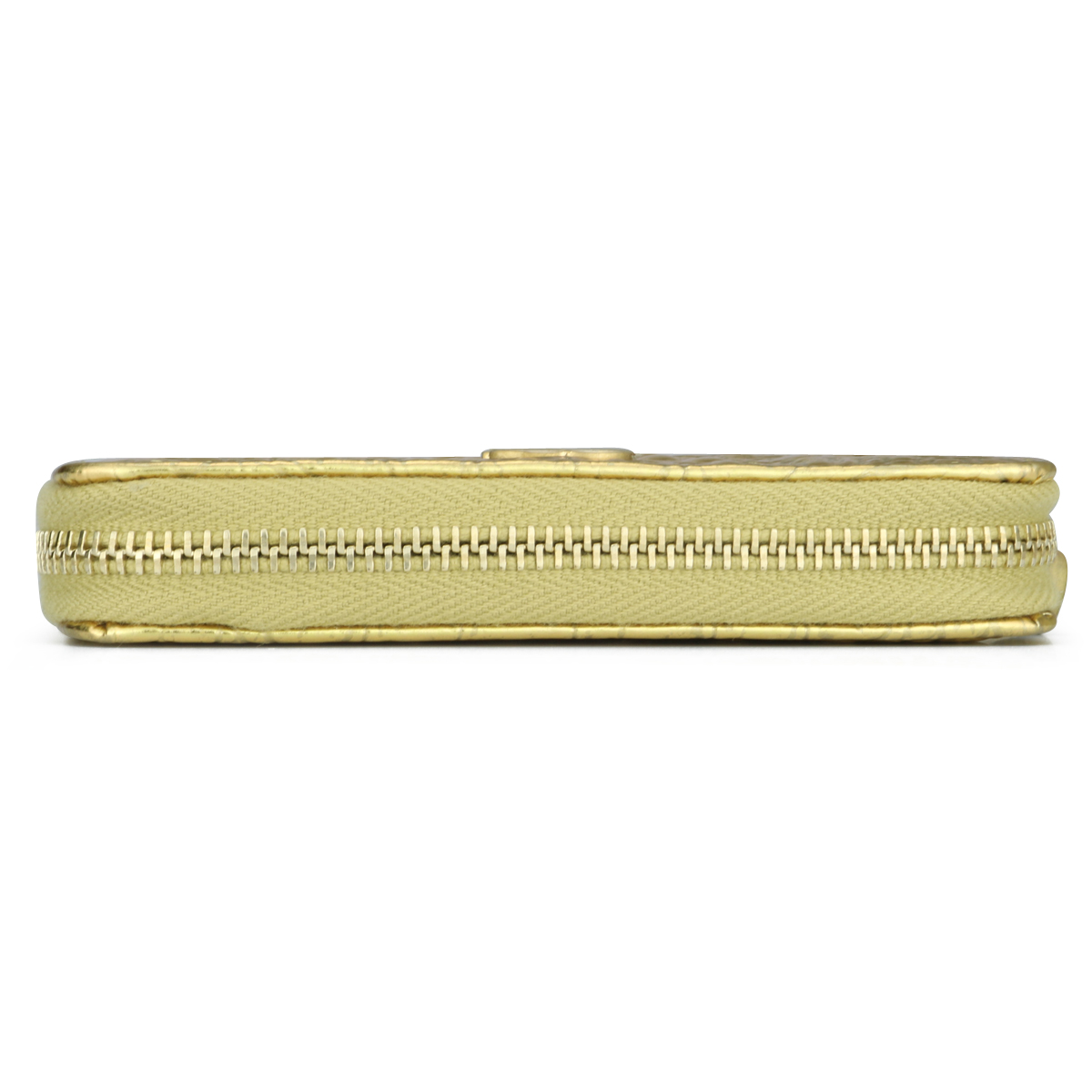 New CHANEL Gold Croc Embossed Zip O Coin Purse Wallet