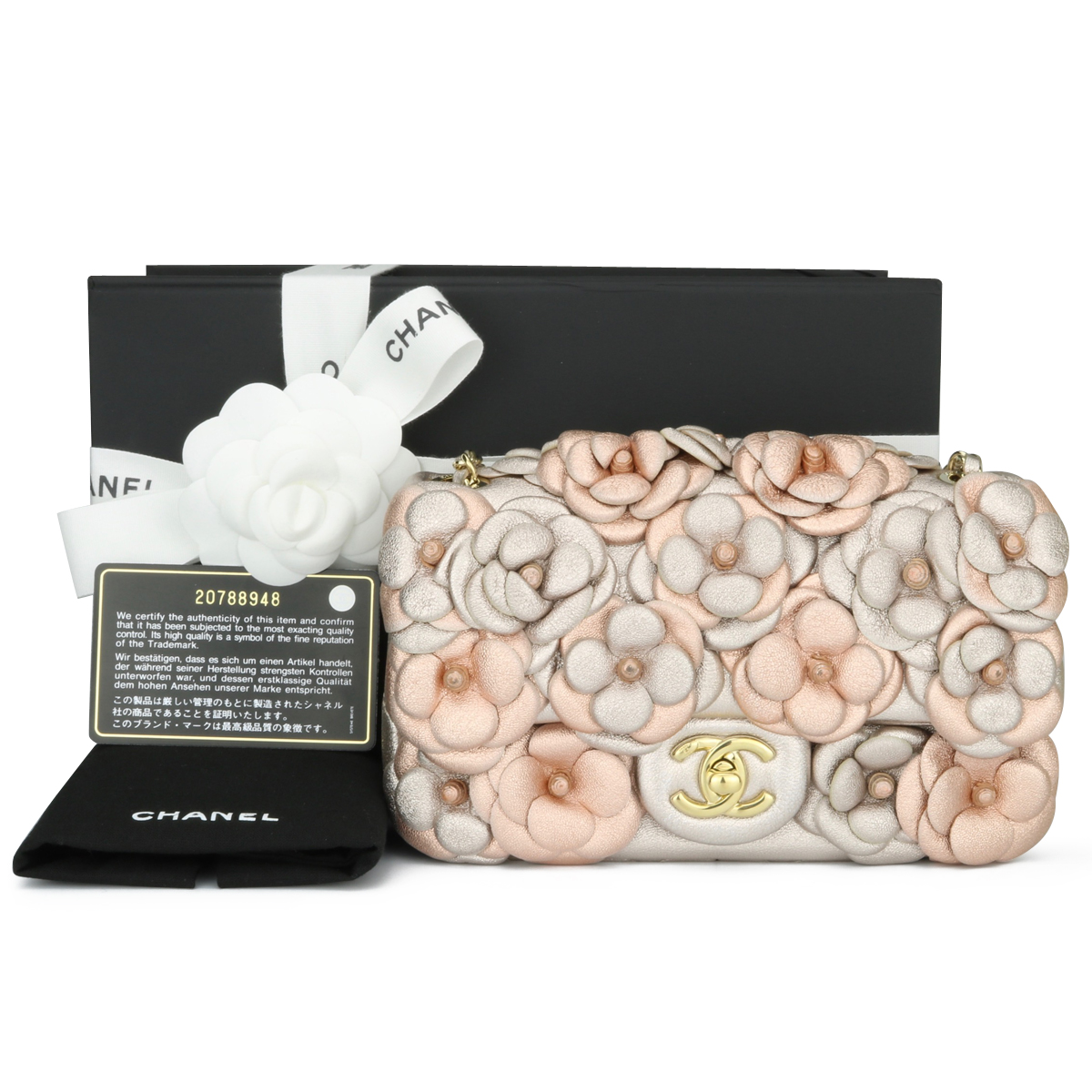 CHANEL Camellia Mini Metallic Rose Gold/Pink Lambskin Gold Hardware 2015 -  BoutiQi Bags