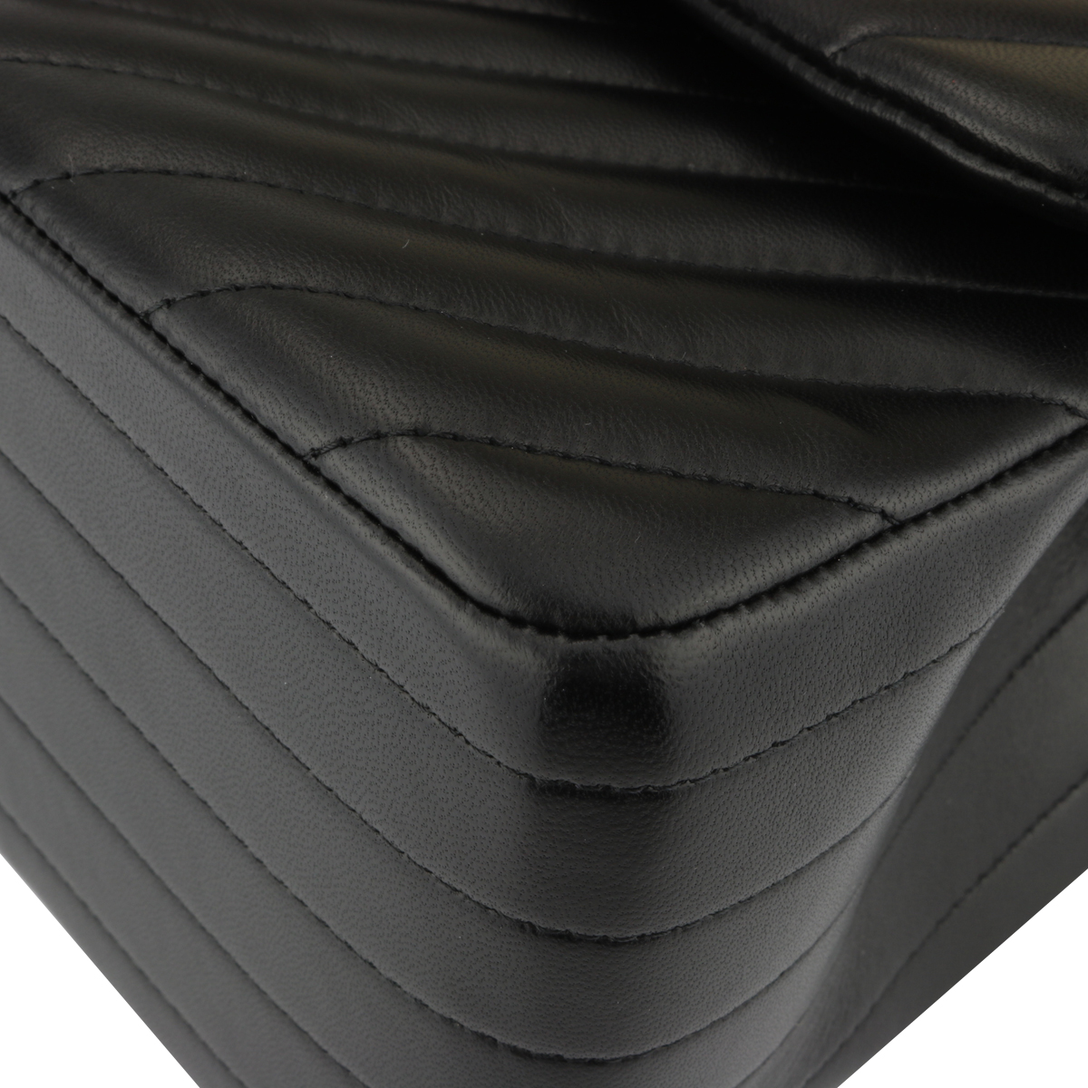 CHANEL So Black Chevron Double Flap Jumbo Black Lambskin Black Hardware 2015  - BoutiQi Bags