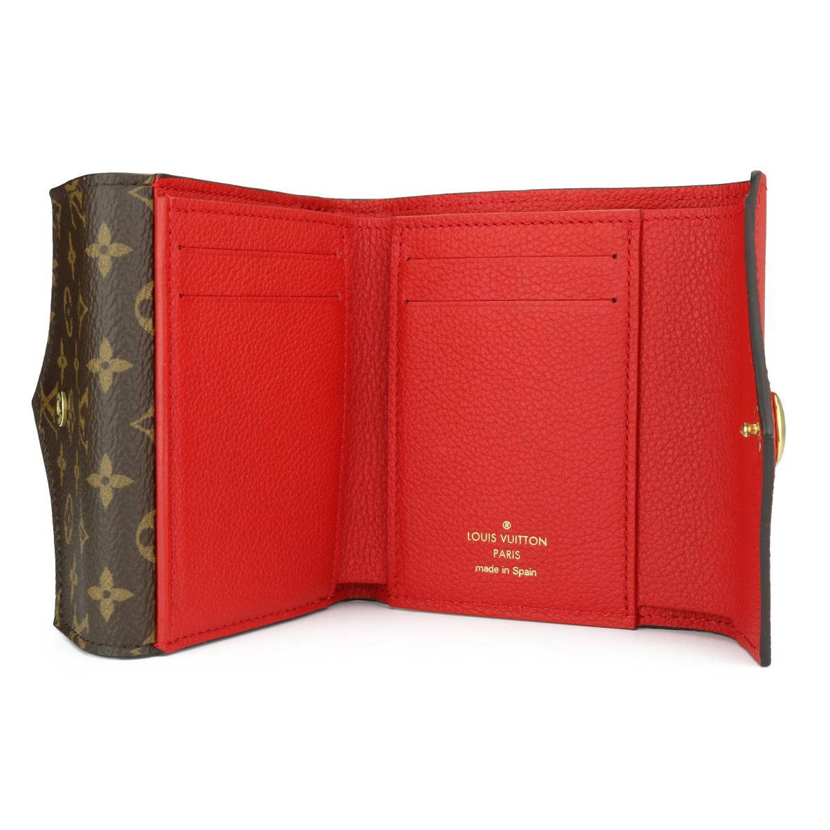 Louis Vuitton Double V Compact Wallet Monogram Canvas Rubis Leather 2018 - BoutiQi Bags