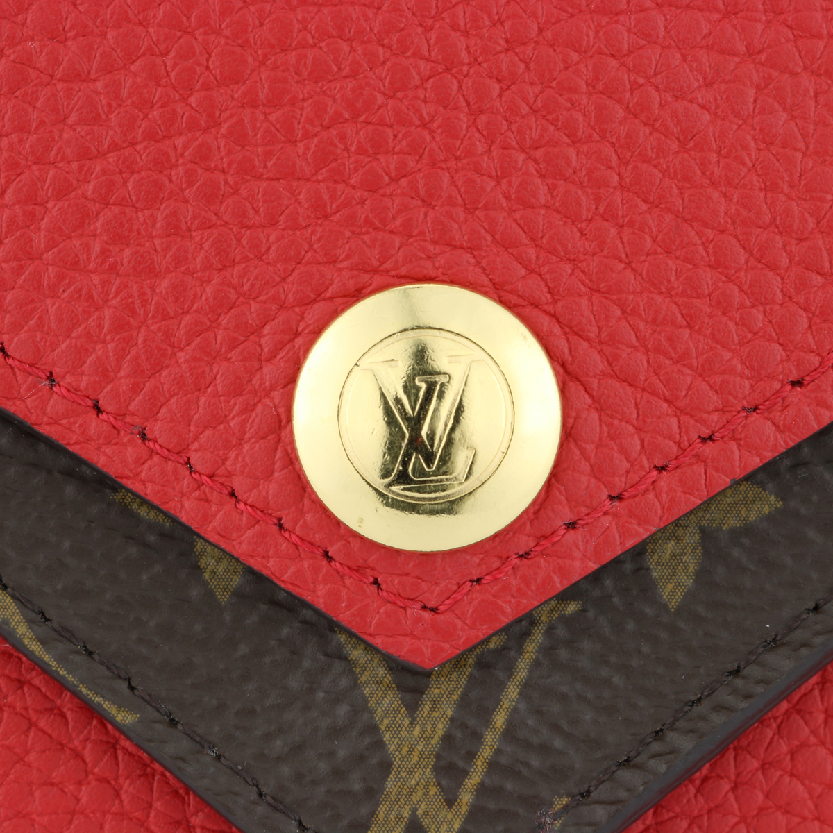 LOUIS VUITTON Double V Grained Leather Monogram Shoulder Bag Rubis-US