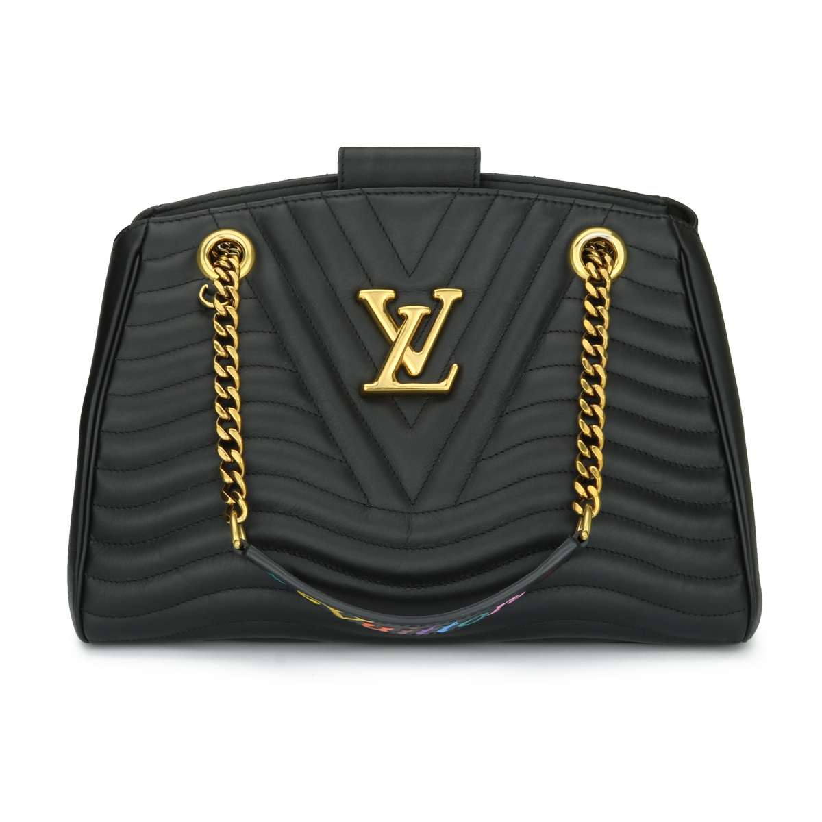 LOUIS VUITTON Calfskin New Wave Zipped Pochette Black 1280115