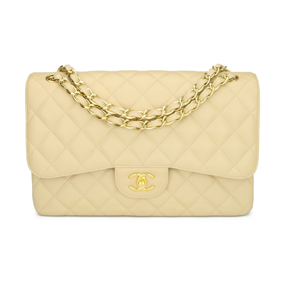 CHANEL Double Flap Jumbo Beige Clair Caviar Gold Hardware 2013 - BoutiQi  Bags