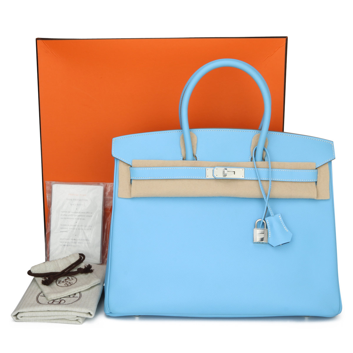Hermes Birkin 35 Bag Jaune Ambre Blue Indigo Blue Celeste Limited Edit –  Mightychic