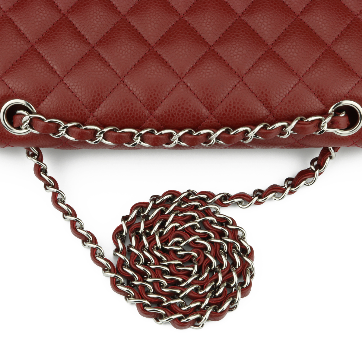 Chanel Red Wine Plum Burgundy Medium Caviar Leather Classic Flap Bag Vintage  — ANK WORLD