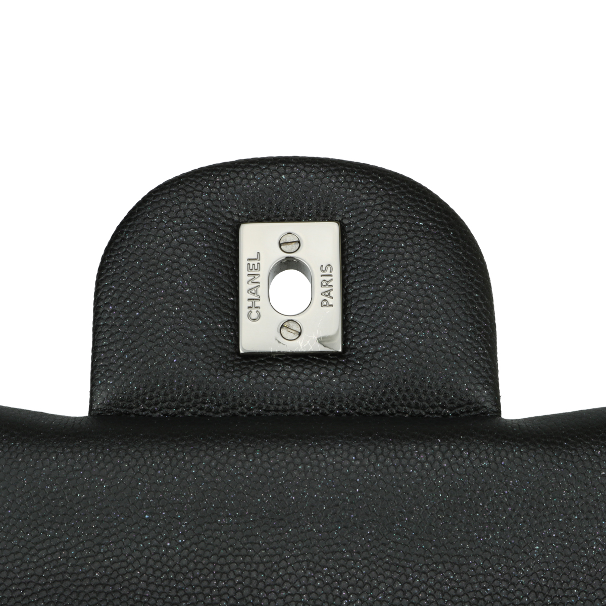 CHANEL Double Flap Jumbo Black Iridescent Caviar Light Gunmetal Hardware  2018 - BoutiQi Bags