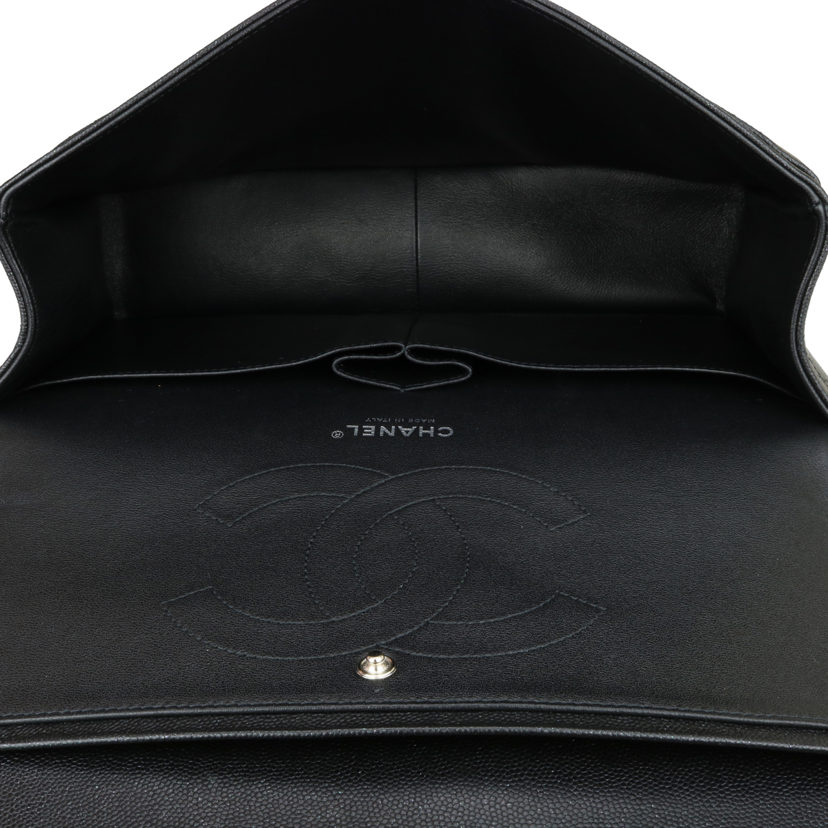 CHANEL Double Flap Jumbo Black Iridescent Caviar Light Gunmetal Hardware  2018 - BoutiQi Bags