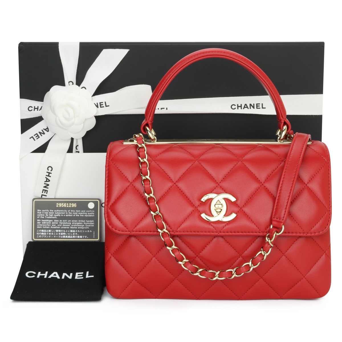 CHANEL Trendy CC Small Red Lambskin Light Gold Hardware 2020