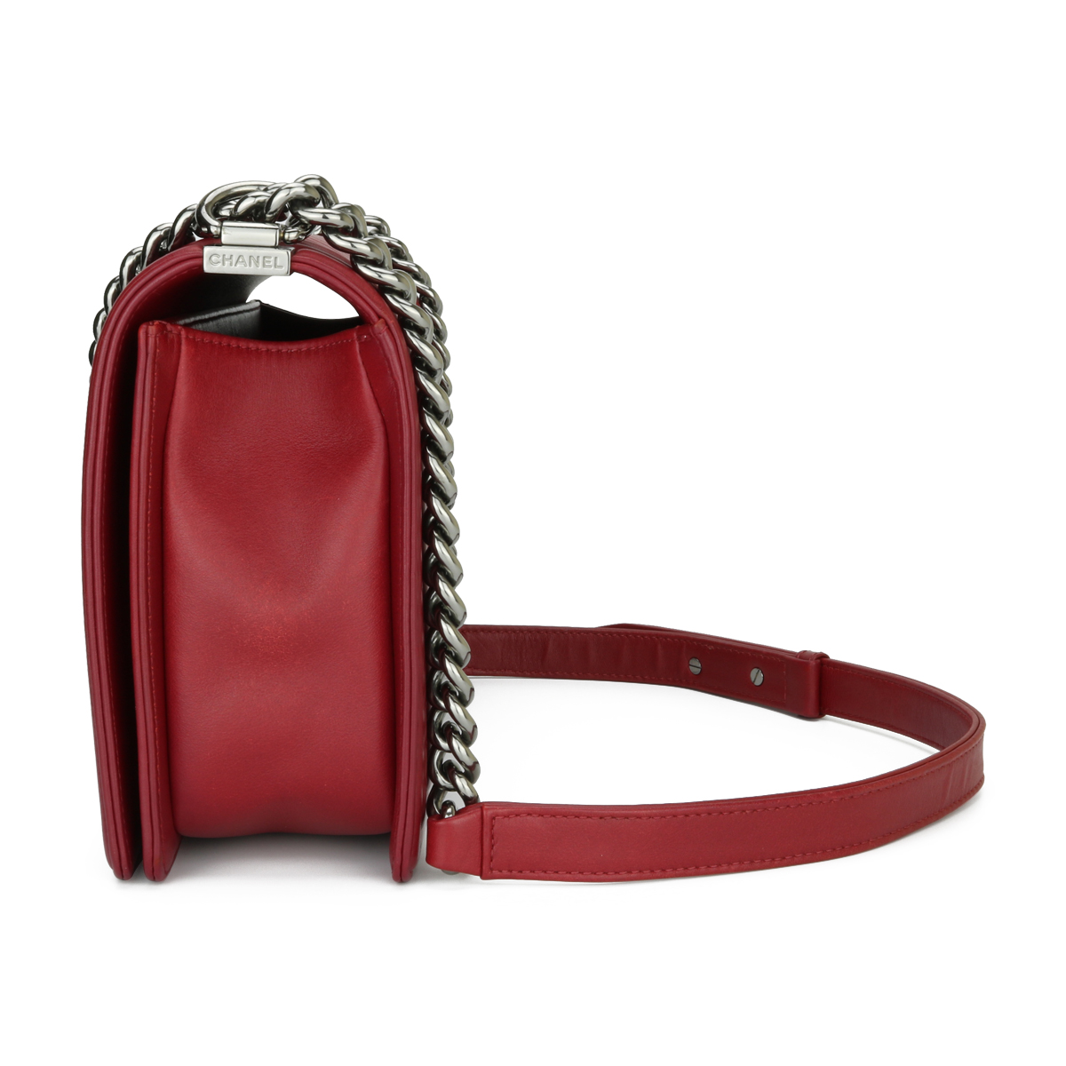 Chanel Chevron Gabrielle Hobo Bag Red