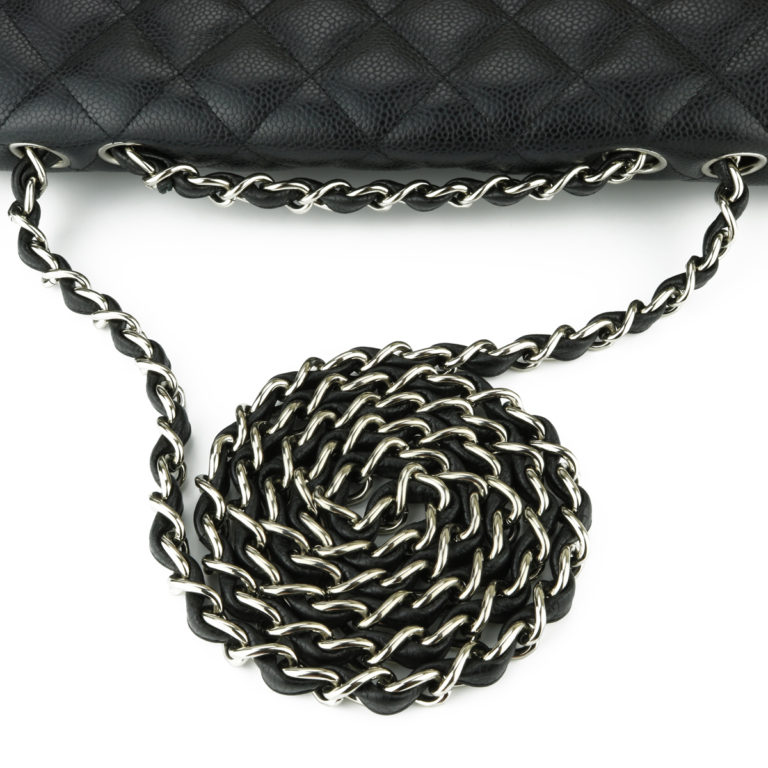 chanel jumbo black caviar silver hardware