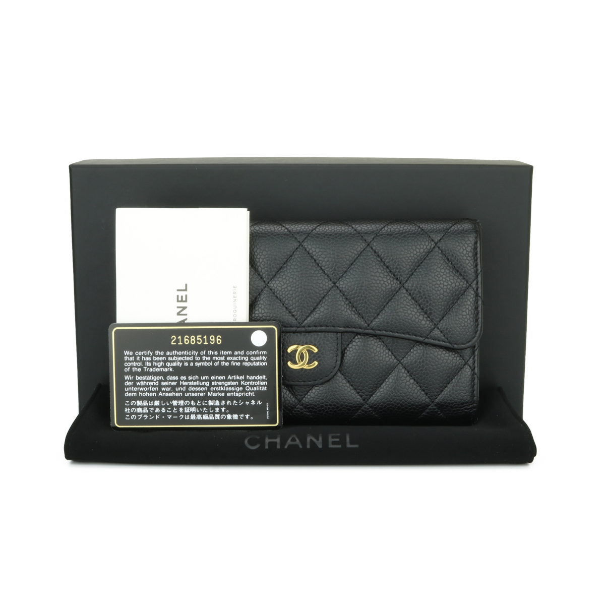 Chanel Black Caviar Leather CC Logo Flap Long Wallet 1213c18